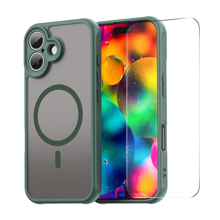 For iPhone 17 ENKAY Hat-Prince MagSafe Matte Translucent Shockproof Phone Case with Large Arc Edge Film(Green) by ENKAY