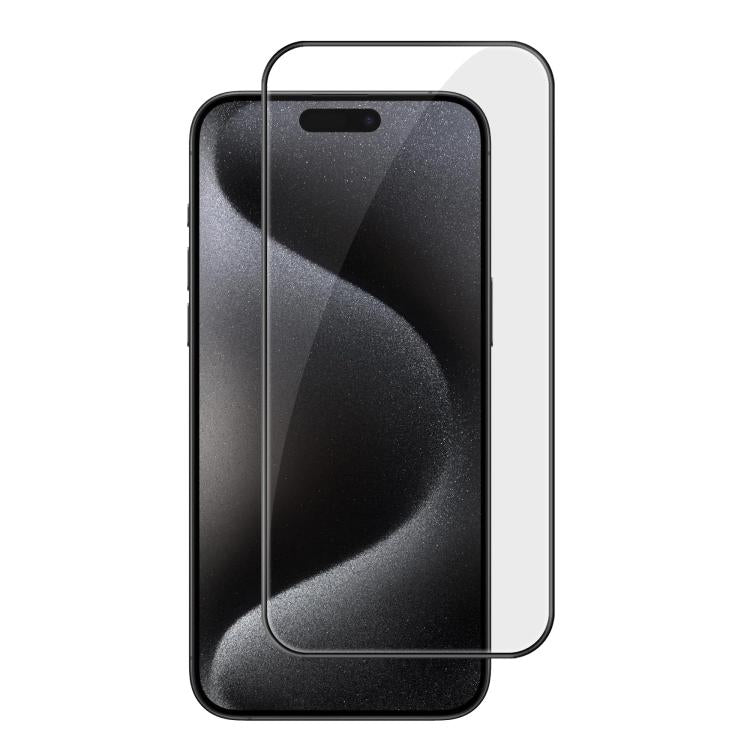 For iPhone 15 Pro Max Kalebol High-Aluminum Screen-Printed Full-Coverage Anti-Fingerprint Black-Bordered HD Tempered Glass Film by Kalebol