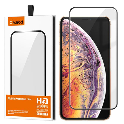 For iPhone XS Kalebol High-Aluminum Screen-Printed Full-Coverage Anti-Fingerprint Black-Bordered HD Tempered Glass Film by Kalebol