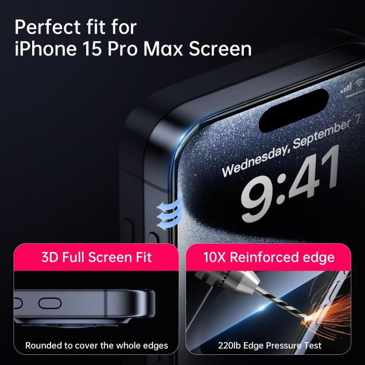 For iPhone 13 Pro Kalebol High-Aluminum Screen-Printed Full-Coverage Anti-Fingerprint Black-Bordered HD Tempered Glass Film by Kalebol