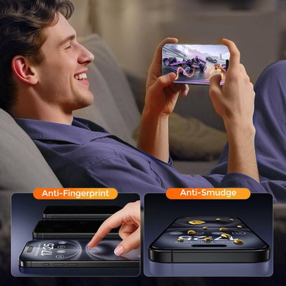 For iPhone 14 Kalebol High-Aluminum Screen-Printed Full-Coverage Anti-Fingerprint Black-Bordered HD Tempered Glass Film by Kalebol