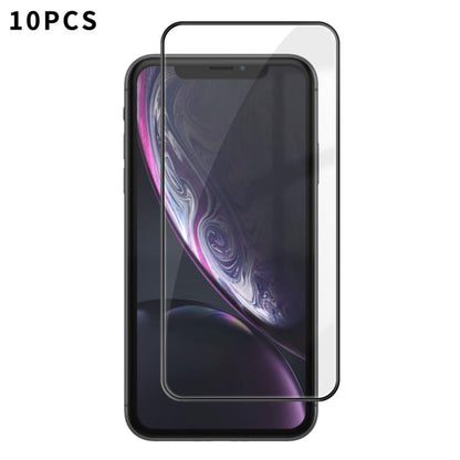 For iPhone XR 10pcs Kalebol High-Aluminum Screen-Printed Full-Coverage Anti-Fingerprint Black-Bordered HD Tempered Glass Film by Kalebol