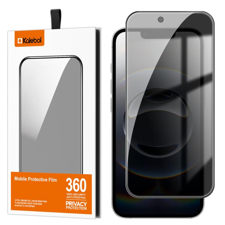 For iPhone 16e Kalebol High-Aluminum Screen-Printed Full-Coverage Black-Border Privacy Tempered Glass Film by Kalebol