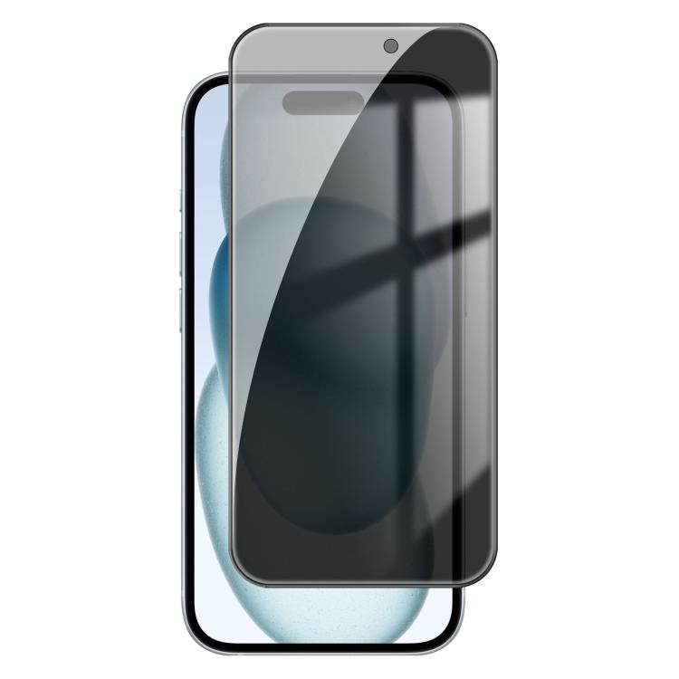 For iPhone 15 Plus Kalebol High-Aluminum Screen-Printed Full-Coverage Black-Border Privacy Tempered Glass Film by Kalebol