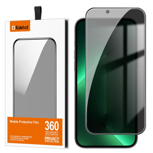 For iPhone 13 Pro Max Kalebol High-Aluminum Screen-Printed Full-Coverage Black-Border Privacy Tempered Glass Film by Kalebol