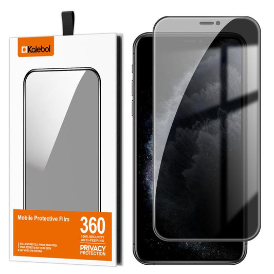 For iPhone 11 Pro Max Kalebol High-Aluminum Screen-Printed Full-Coverage Black-Border Privacy Tempered Glass Film by Kalebol