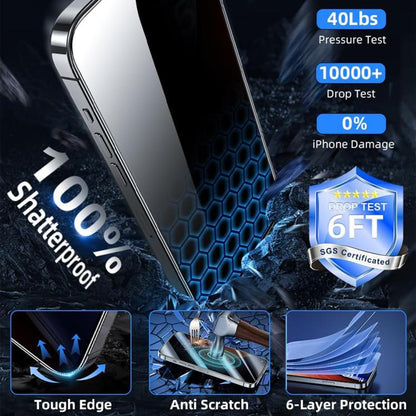 For iPhone 16 Kalebol High-Aluminum Screen-Printed Full-Coverage Black-Border Privacy Tempered Glass Film by Kalebol