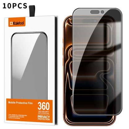 For iPhone 17 Pro Max 10pcs Kalebol High-Aluminum Screen-Printed Full-Coverage Black-Border Privacy Tempered Glass Film by Kalebol