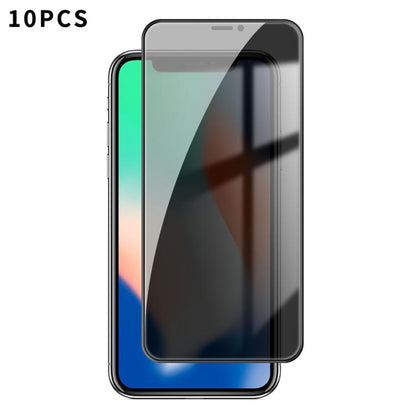 For iPhone X 10pcs Kalebol High-Aluminum Screen-Printed Full-Coverage Black-Border Privacy Tempered Glass Film by Kalebol
