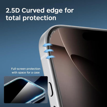 For iPhone 16 10pcs Kalebol High-Aluminum Screen-Printed Full-Coverage Black-Border Privacy Tempered Glass Film by Kalebol