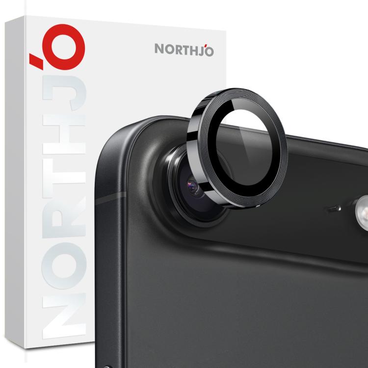 For iPhone Air NORTHJO Camera Lens Protector CD Metal Ring Tempered Glass Film(Black) by NORTHJO