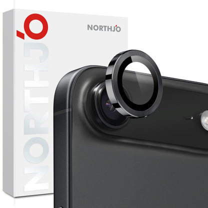 For iPhone Air NORTHJO Camera Lens Protector CD Metal Ring Tempered Glass Film(Black) by NORTHJO