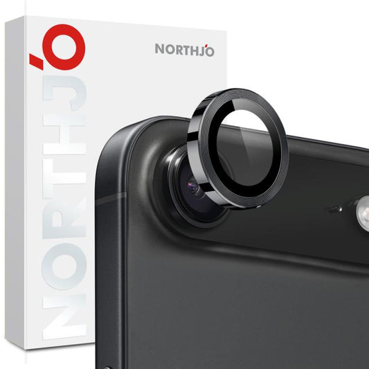 For iPhone Air NORTHJO Camera Lens Protector CD Metal Ring Tempered Glass Film(Black) by NORTHJO