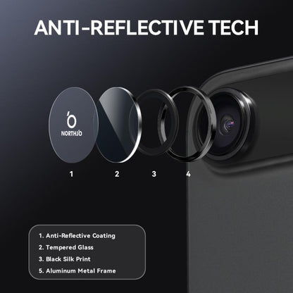 For iPhone Air NORTHJO Camera Lens Protector CD Metal Ring Tempered Glass Film(Black) by NORTHJO
