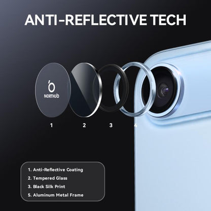 For iPhone Air NORTHJO Camera Lens Protector CD Metal Ring Tempered Glass Film(Blue) by NORTHJO