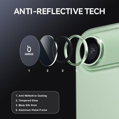 For iPhone Air NORTHJO Camera Lens Protector CD Metal Ring Tempered Glass Film(Green) by NORTHJO