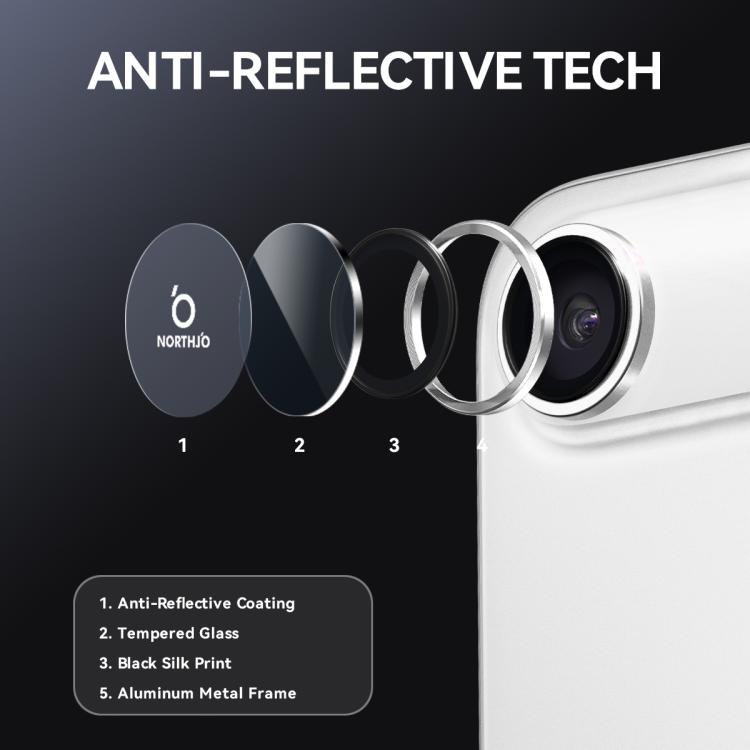For iPhone Air NORTHJO Camera Lens Protector CD Metal Ring Tempered Glass Film(Silver) by NORTHJO