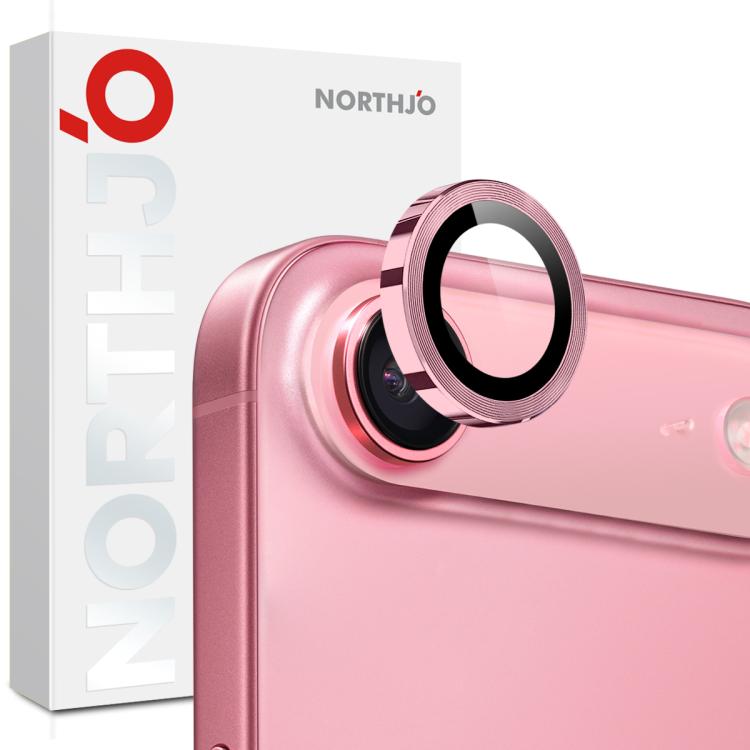 For iPhone Air NORTHJO Camera Lens Protector CD Metal Ring Tempered Glass Film(Pink) by NORTHJO