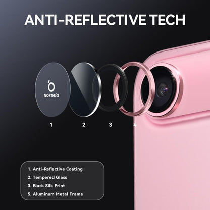 For iPhone Air NORTHJO Camera Lens Protector CD Metal Ring Tempered Glass Film(Pink) by NORTHJO