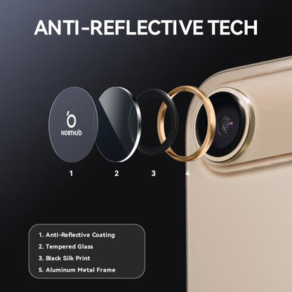 For iPhone Air NORTHJO Camera Lens Protector CD Metal Ring Tempered Glass Film(Gold) by NORTHJO