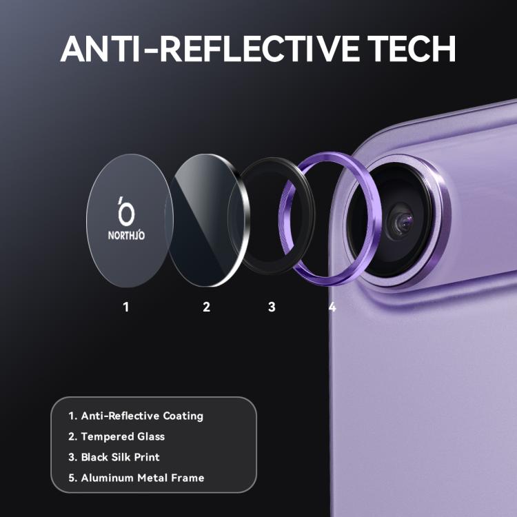 For iPhone Air NORTHJO Camera Lens Protector CD Metal Ring Tempered Glass Film(Purple) by NORTHJO