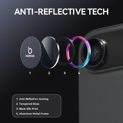 For iPhone Air NORTHJO Camera Lens Protector CD Metal Ring Tempered Glass Film(Colorful) by NORTHJO