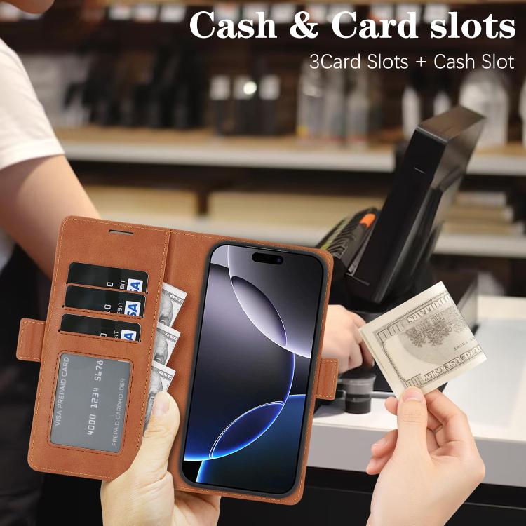 For iPhone 17 Pro Max Kalebol Strong Magnetic MagSafe Ring 2 In 1 Split Leather Phone Case(Brown) by Kalebol