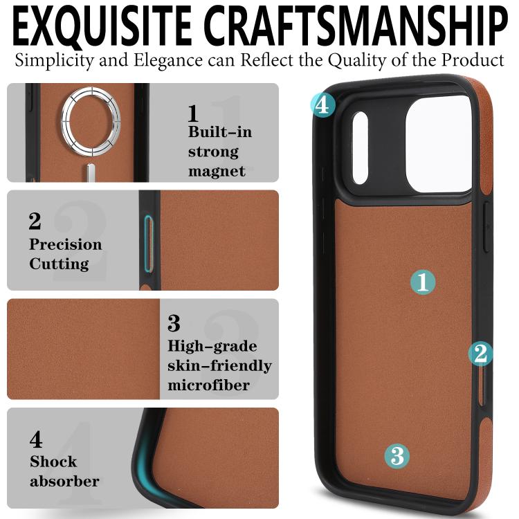 For iPhone 17 Pro Max Kalebol Strong Magnetic MagSafe Ring 2 In 1 Split Leather Phone Case(Brown) by Kalebol