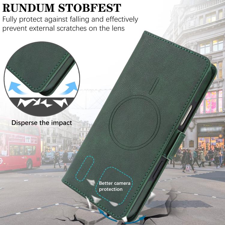 For iPhone 17 Pro Max Kalebol Strong Magnetic MagSafe Ring 2 In 1 Split Leather Phone Case(Green) by Kalebol