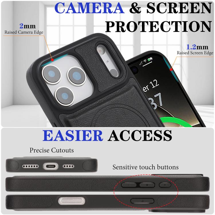 For iPhone 17 Pro Kalebol Strong Magnetic MagSafe Ring 2 In 1 Split Leather Phone Case(Black) by Kalebol