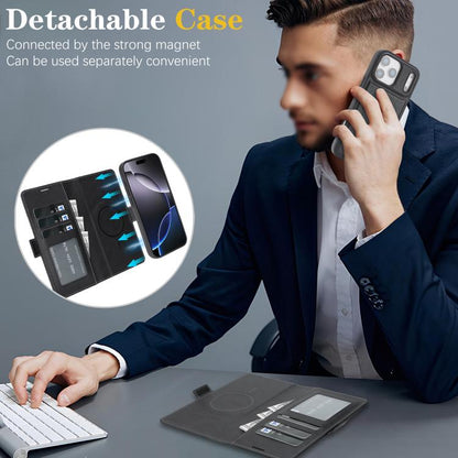 For iPhone 17 Pro Kalebol Strong Magnetic MagSafe Ring 2 In 1 Split Leather Phone Case(Black) by Kalebol