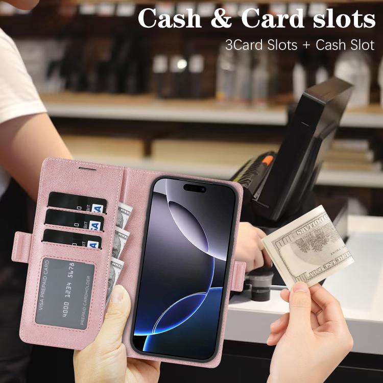 For iPhone 17 Pro Kalebol Strong Magnetic MagSafe Ring 2 In 1 Split Leather Phone Case(Rose Gold) by Kalebol