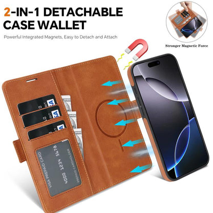For iPhone 17 Kalebol Strong Magnetic MagSafe Ring 2 In 1 Split Leather Phone Case(Brown) by Kalebol