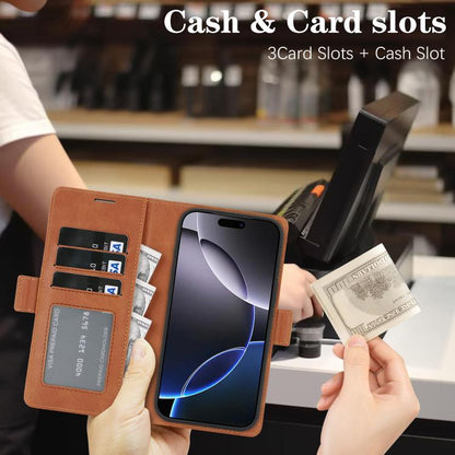 For iPhone 17 Kalebol Strong Magnetic MagSafe Ring 2 In 1 Split Leather Phone Case(Brown) by Kalebol