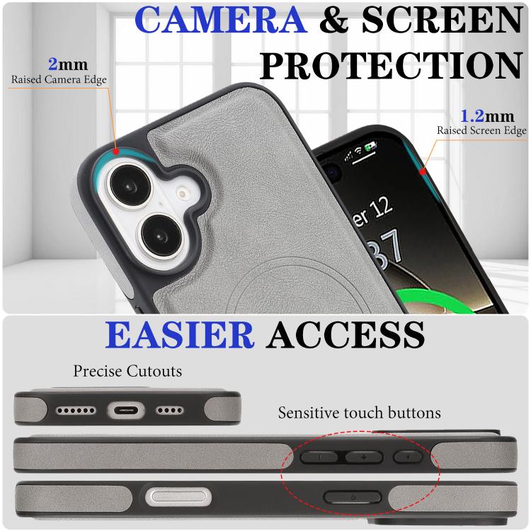 For iPhone 17 Kalebol Strong Magnetic MagSafe Ring 2 In 1 Split Leather Phone Case(Gray) by Kalebol