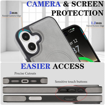 For iPhone 17 Kalebol Strong Magnetic MagSafe Ring 2 In 1 Split Leather Phone Case(Gray) by Kalebol