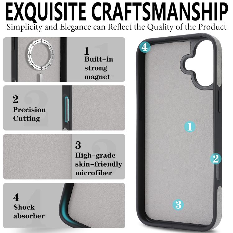 For iPhone 17 Kalebol Strong Magnetic MagSafe Ring 2 In 1 Split Leather Phone Case(Gray) by Kalebol