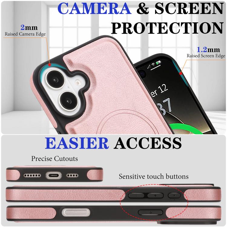 For iPhone 17 Kalebol Strong Magnetic MagSafe Ring 2 In 1 Split Leather Phone Case(Rose Gold) by Kalebol