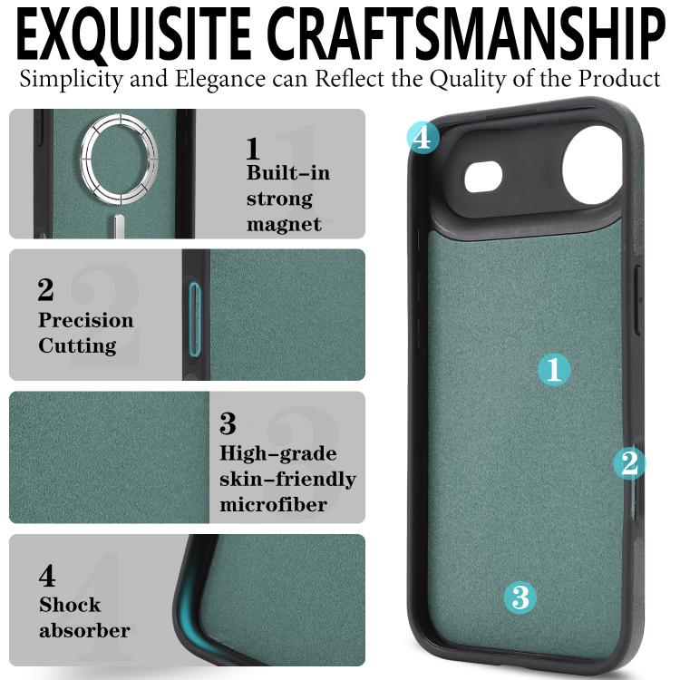 For iPhone Air Kalebol Strong Magnetic MagSafe Ring 2 In 1 Split Leather Phone Case(Green) by Kalebol