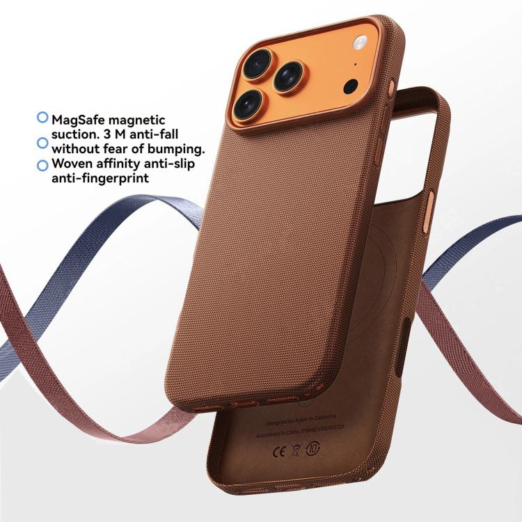 For iPhone 17 Pro Kalebol Fabric-Textured Perforated MagSafe PC Phone Case(Reddish Brown) by Kalebol