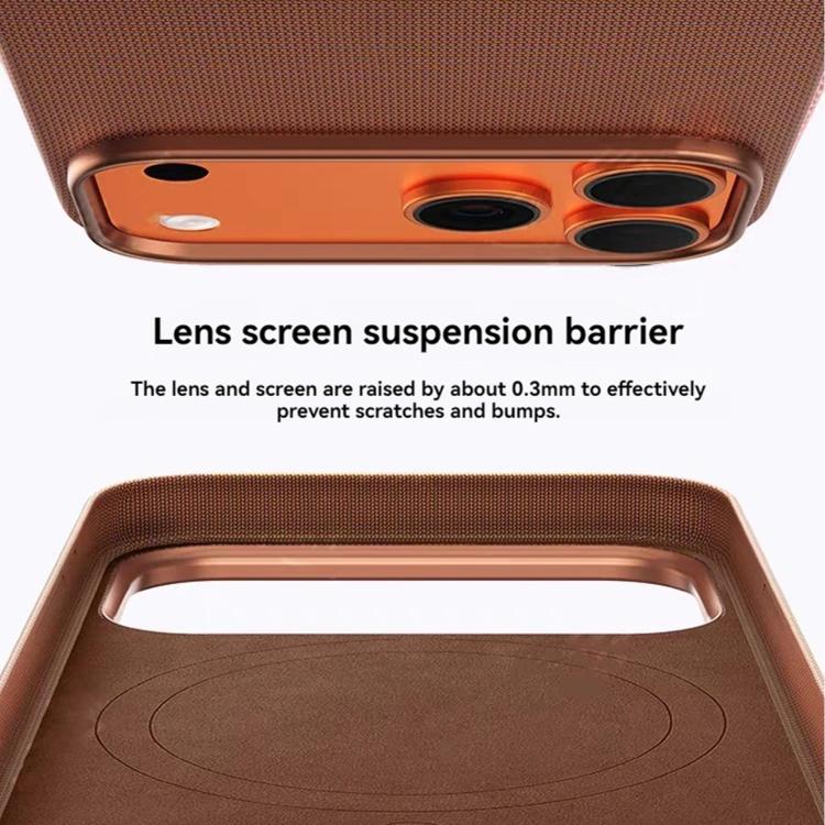 For iPhone 17 Pro Max Kalebol Fabric-Textured Perforated MagSafe PC Phone Case(Reddish Brown) by Kalebol