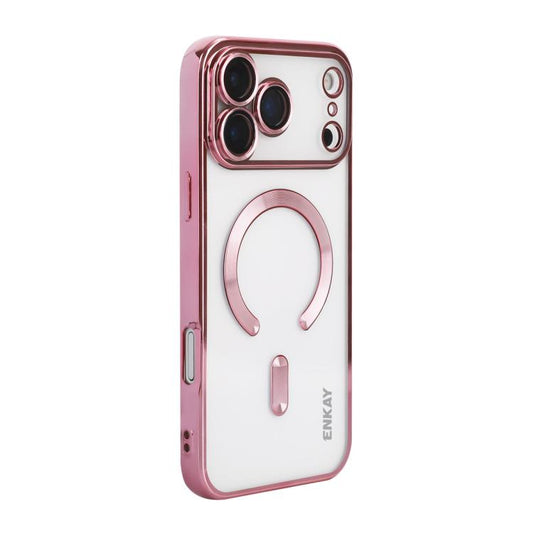 For iPhone 17 Pro Max ENKAY Hat-Prince Magsafe Electroplated TPU Clear Shockproof Phone Case(Pink) by ENKAY