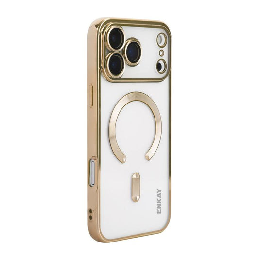For iPhone 17 Pro Max ENKAY Hat-Prince Magsafe Electroplated TPU Clear Shockproof Phone Case(Golden) by ENKAY