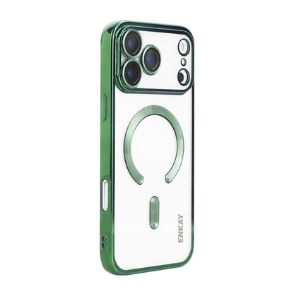 For iPhone 17 Pro ENKAY Hat-Prince Magsafe Electroplated TPU Clear Shockproof Phone Case(Green) by ENKAY