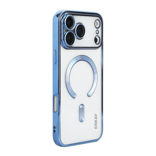 For iPhone 17 Pro ENKAY Hat-Prince Magsafe Electroplated TPU Clear Shockproof Phone Case(Blue) by ENKAY