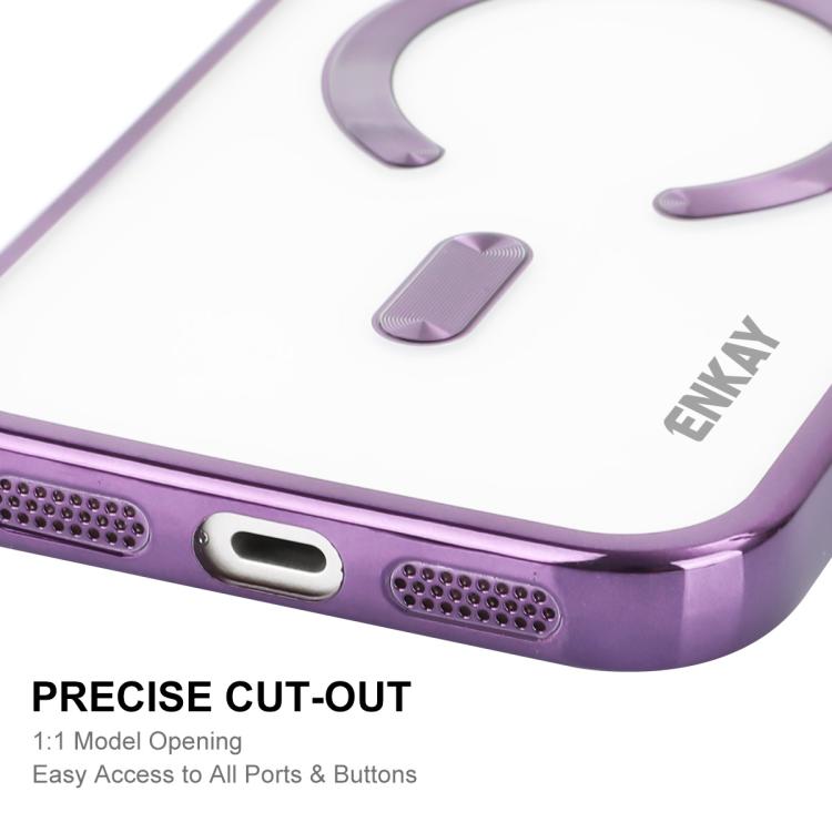 For iPhone 17 Pro ENKAY Hat-Prince Magsafe Electroplated TPU Clear Shockproof Phone Case(Purple) by ENKAY