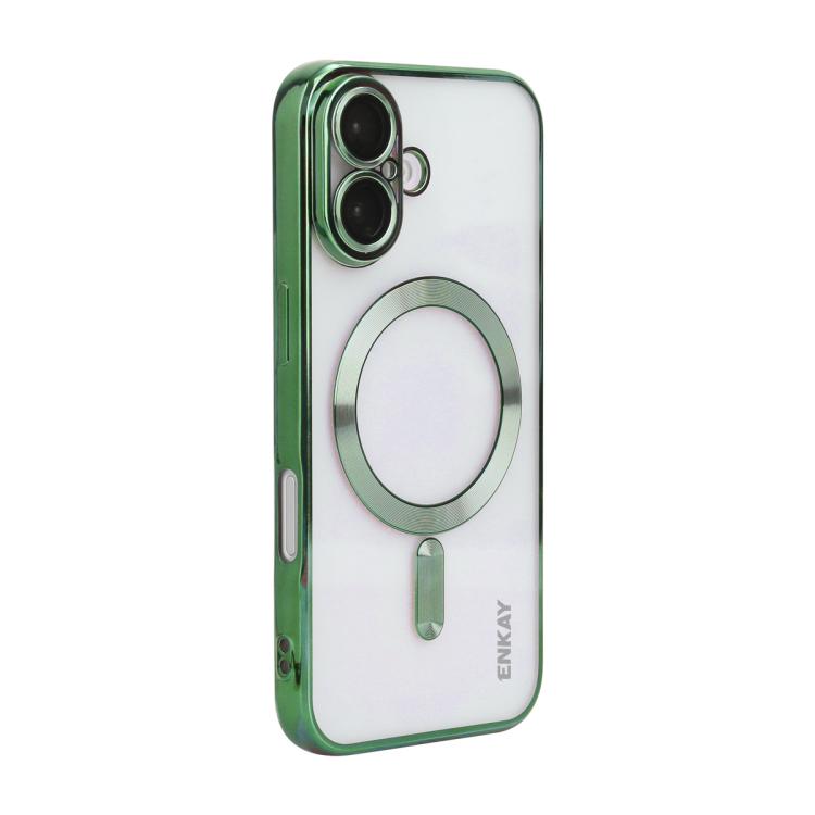 For iPhone 17 ENKAY Hat-Prince Magsafe Electroplated TPU Clear Shockproof Phone Case(Green) by ENKAY