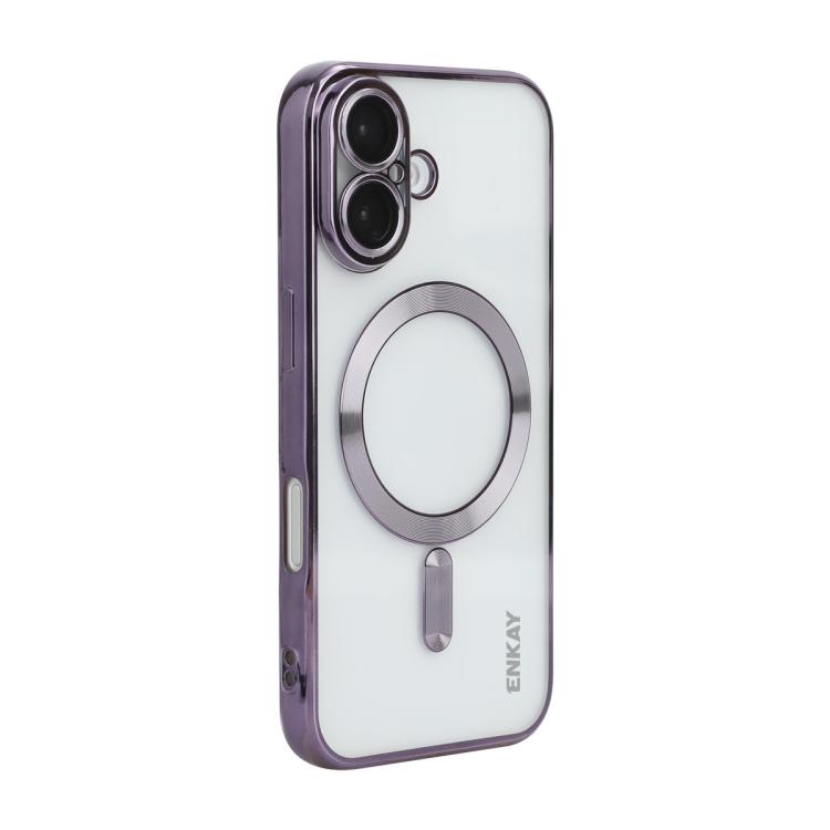 For iPhone 17 ENKAY Hat-Prince Magsafe Electroplated TPU Clear Shockproof Phone Case(Purple) by ENKAY