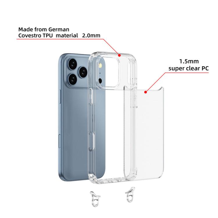 For iPhone 17 Pro Max Kalebol Minimalist High Transparency Multi Color Lanyard Hole Phone Case(Transparent) by Kalebol