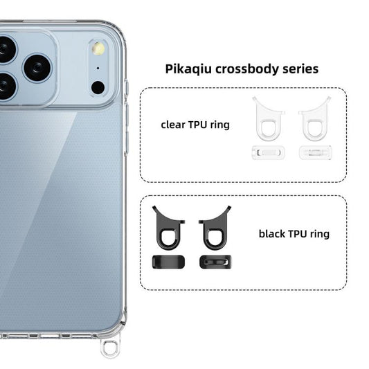 For iPhone 17 Pro Max Kalebol Minimalist High Transparency Multi Color Lanyard Hole Phone Case(Black) by Kalebol